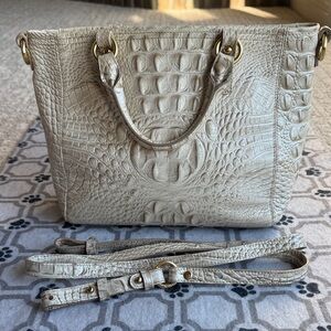Brahmin Cream Crocodile-Embossed Tote
